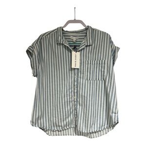 Alex & Jordan Blue Striped Button-Up Shirt